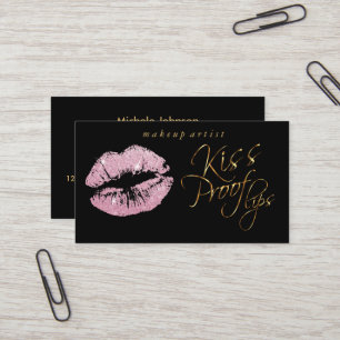 Kiss Proof Lips - Roze glitter en goud Visitekaartje