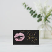 Kiss Proof Lips - Roze glitter en goud Visitekaartje (Staand voorkant)