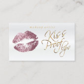 Kiss Proof Lips - Roze Rose Glitter Visitekaartje (Voorkant)