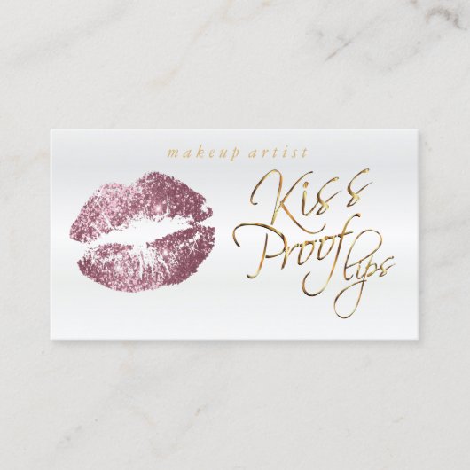 Kiss Proof Lips - Roze Rose Glitter Visitekaartje (Voorkant)