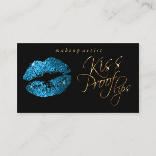 Kiss Proof Lips - Turquoise Glitter en Gold Visitekaartje