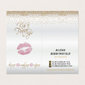 Kiss Proof Pink Lips en Gold Lip Instructies Visitekaartje (Buitenkant ongevouwen)