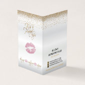 Kiss Proof Pink Lips en Gold Lip Instructies Visitekaartje (Buitenkant)