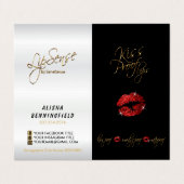 Kiss Proof Rode Lippen en Zwarte Instructies Visitekaartje (Buitenkant ongevouwen)