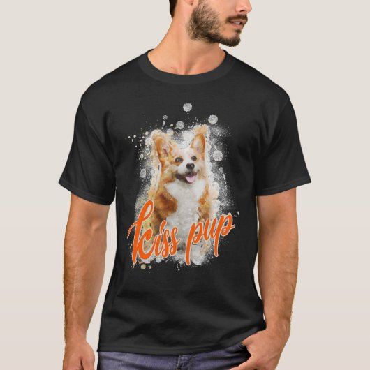 Kiss Pup Ink Creative Cute Corgi Dog Pattern 368 T-shirt (Voorkant)