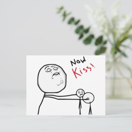 Kiss Rage Face Comic Meme Briefkaart (Staand voorkant)