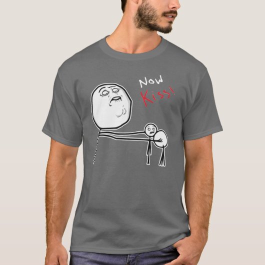 Kiss Rage Face Comic Meme T-shirt (Voorkant)
