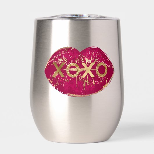 Kiss Red Lips Gold Glitter XOXO (Voorkant)