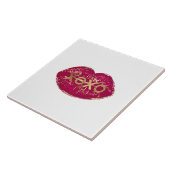 Kiss Red Lips Gold Glitter XOXO Tegeltje (Zijkant)