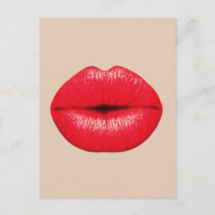 KISS RED LIPS MOUTH BRIEFKAART