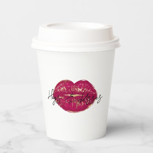 Kiss Red Lips Papieren Bekers (Voorkant)
