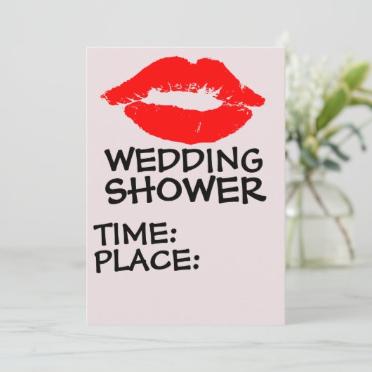 KISS RED LIPS WEDDING SHOWER PARTIJ INVITATIONS KAART (Staand voorkant)