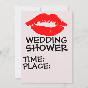 KISS RED LIPS WEDDING SHOWER PARTIJ INVITATIONS KAART