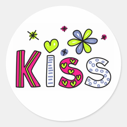 Kiss Ronde Sticker (Voorkant)