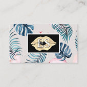 Kiss Stain | Monogram | Palmtropische bladeren Visitekaartje (Voorkant)