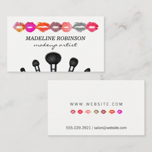 Kiss Stains | Diverse make-uppenselen Visitekaartje (Voorkant / Achterkant)