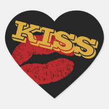 KISS sticker Hart, Rode Lippen - Liefde / Feest