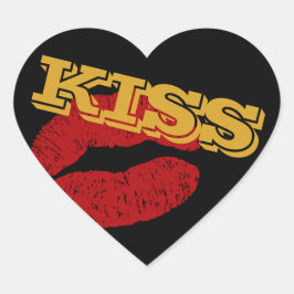 KISS sticker Hart, Rode Lippen - Liefde / Feest