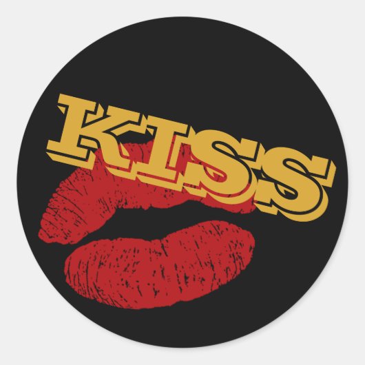 KISS-sticker, Rode Lippen - Liefde / Feest aangepa Ronde Sticker (Voorkant)
