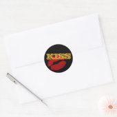KISS-sticker, Rode Lippen - Liefde / Feest aangepa Ronde Sticker (Envelop)