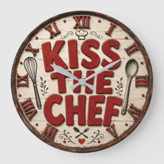 Kiss the Chef Rustic Farmhouse Kitchen Grote Klok (Voorkant)