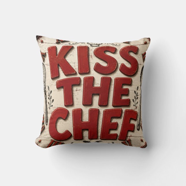 Kiss the Chef Rustic Farmhouse Kitchen Kussen (Voorkant)