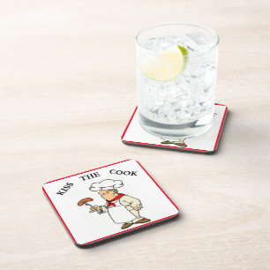 "KISS THE COOK" CHEF BIER ONDERZETTER