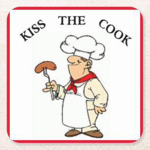 "KISS THE COOK" CHEF KARTONNEN ONDERZETTERS