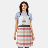 Kiss The Cook Cozy Kitchen Plaid Adult Apron Schort (Gedragen)