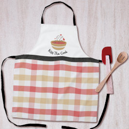 Kiss The Cook Cozy Kitchen Plaid Adult Apron Schort