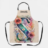 Kiss The Cook Food Chef Keuken BBQ Baker Monogram Schort (Voorkant)