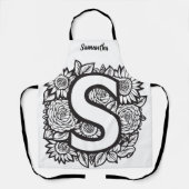 Kiss The Cook Food Chef Keuken BBQ Baker Monogram Schort (Voorkant)