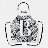 Kiss The Cook Food Chef Keuken BBQ Baker Monogram Schort (Voorkant)