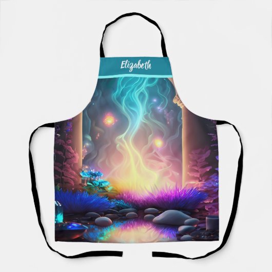 Kiss The Cook Food Chef Keuken BBQ Baker Neon Schort (Voorkant)