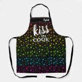 Kiss The Cook Food Chef Kitchen BBQ Baker Glitter Schort (Voorkant)