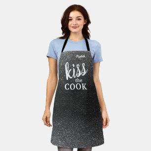 Kiss The Cook Food Chef Kitchen BBQ Baker Glitter Schort