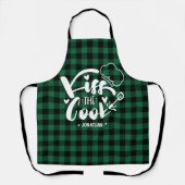 Kiss the Cook Funny Green Pset Kitchen Schort (Voorkant)
