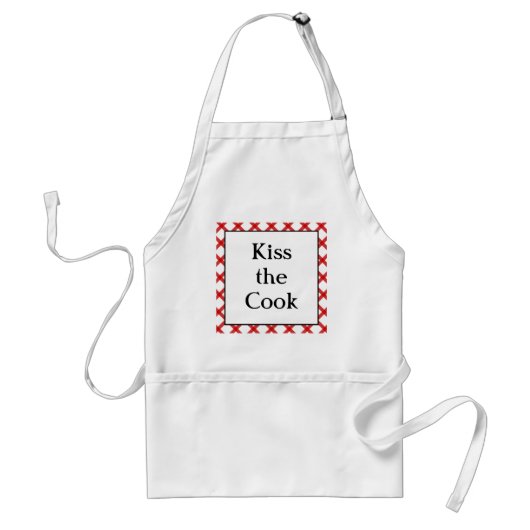 Kiss the Cook Kitchen Custom Retro Saying Standaard Schort (Voorkant)