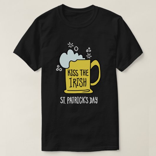 Kiss the Irish Beer St. Patrick’s Day Black shirt (Design voorkant)