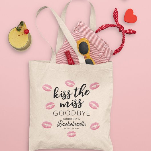 Kiss The Miss Goodbye Bachelorette Party Tote Bag