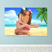 KISS WRESTLING CANVAS AFDRUK (Insitu (Houten vloer))