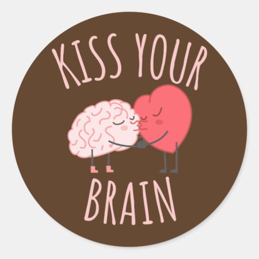 Kiss Your Brain Lover Heart Teacher Ronde Sticker (Voorkant)