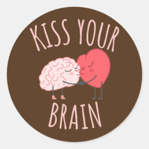 Kiss Your Brain Lover Heart Teacher Ronde Sticker