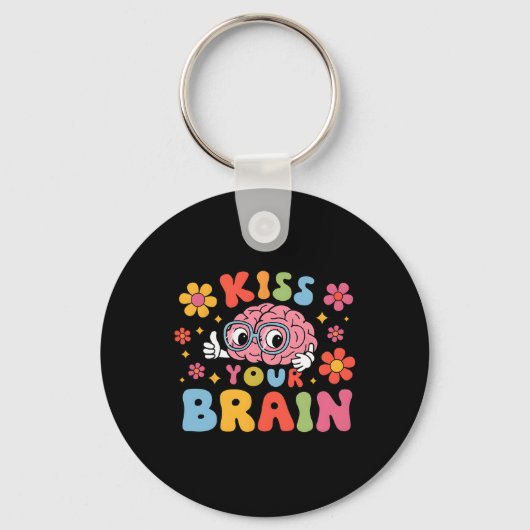 Kiss Your Brain Valentijnse Test Dag Docent Squad Sleutelhanger (Voorkant)