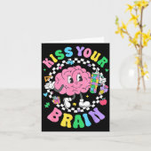 Kiss Your Brain Valentines Autism Awareness Teache Kaart (Gele Bloem)