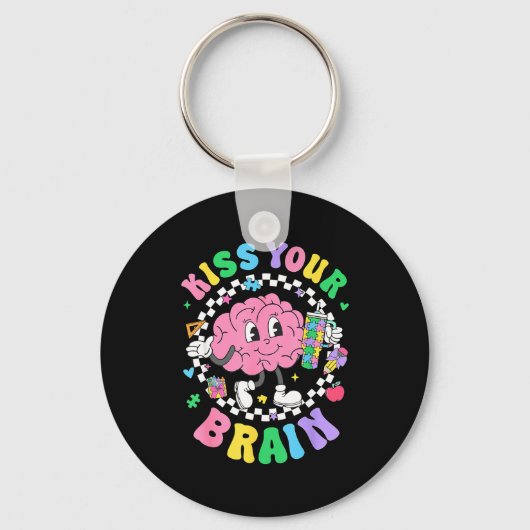Kiss Your Brain Valentines Autism Awareness Teache Sleutelhanger (Voorkant)