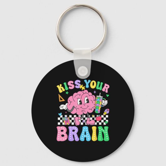 Kiss Your Brain Valentines Autism Awareness Teache Sleutelhanger (Voorkant)