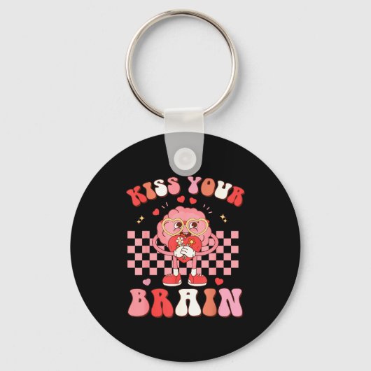 Kiss Your Brain Valentines Test Day Teacher Squad  Sleutelhanger (Voorkant)