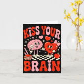 Kiss Your Brain Women Valentine's Day Retro School Kaart (Gele Bloem)