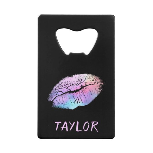 Kissable Lips Neon Glow Creditkaart Flessenopener (Voorkant)